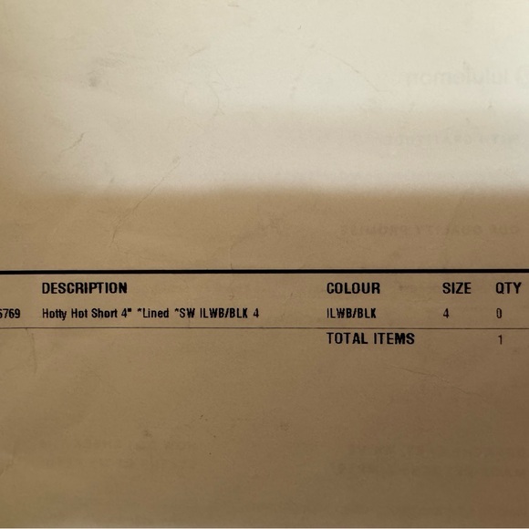 Rare Lululemon, size 4, Hotty Hot Shorts, 4 inch, Black & White. NWT. - Picture 5 of 6